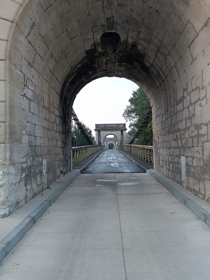 Historic suspension bridge in Fourques